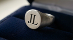 The Heritage custom silver signet ring with engraved monogram initials