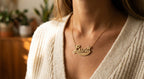 Personalised Wildflower Name Necklace - worn lifestyle shot