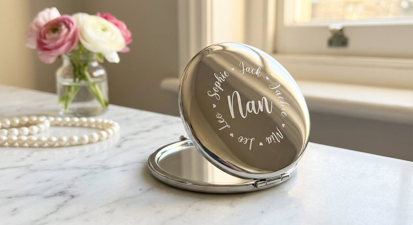 The "Nan's Compact" Engraved Mirror
