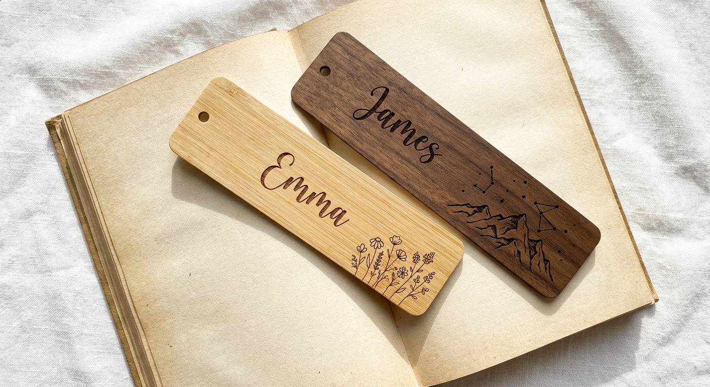 The "Page Turner" Personalised Wooden Bookmark - product shot Main image