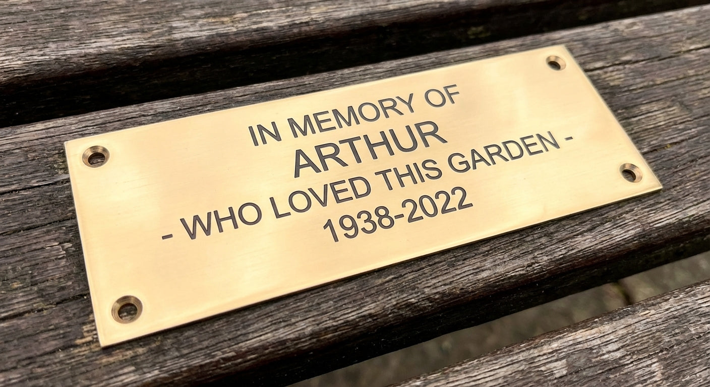 The "Sundowner" Personalised Bench Plaque - product shot